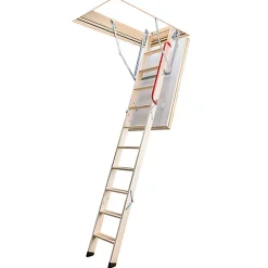 Matisere Echelle escamotable bois - Trémie de 70 x 140cm - Hauteur de 2.32 à 2.80m - LWZ70140-2- Escalier Escamotable