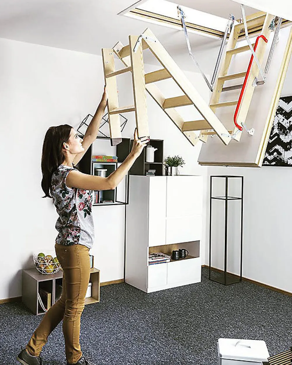 Matisere Echelle escamotable bois - Trémie de 60 x 94cm - Hauteur de 2.50 à 2.80m - LWK6094-2- Escalier Escamotable