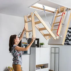 Matisere Echelle escamotable bois - Trémie de 60 x 120cm - Hauteur de 2.35 à 2.80m - LTK60120-2- Escalier Escamotable