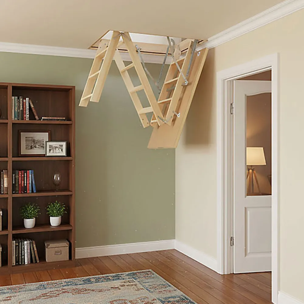 Matisere Echelle escamotable bois - Trémie de 70 x 120cm - Hauteur de 2.32 à 2.80m - LWS70120-2- Escalier Escamotable
