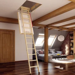 Matisere Echelle escamotable bois - Trémie de 55 x 100cm - Hauteur de 2.53 à 2.80m - LWT55100-2- Escalier Escamotable