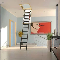 Matisere Escalier Escamotable<Echelle escamotable en métal - Trémie de 70 x 130cm - Hauteur de 2.20 à 2.80m - LMK70130-2