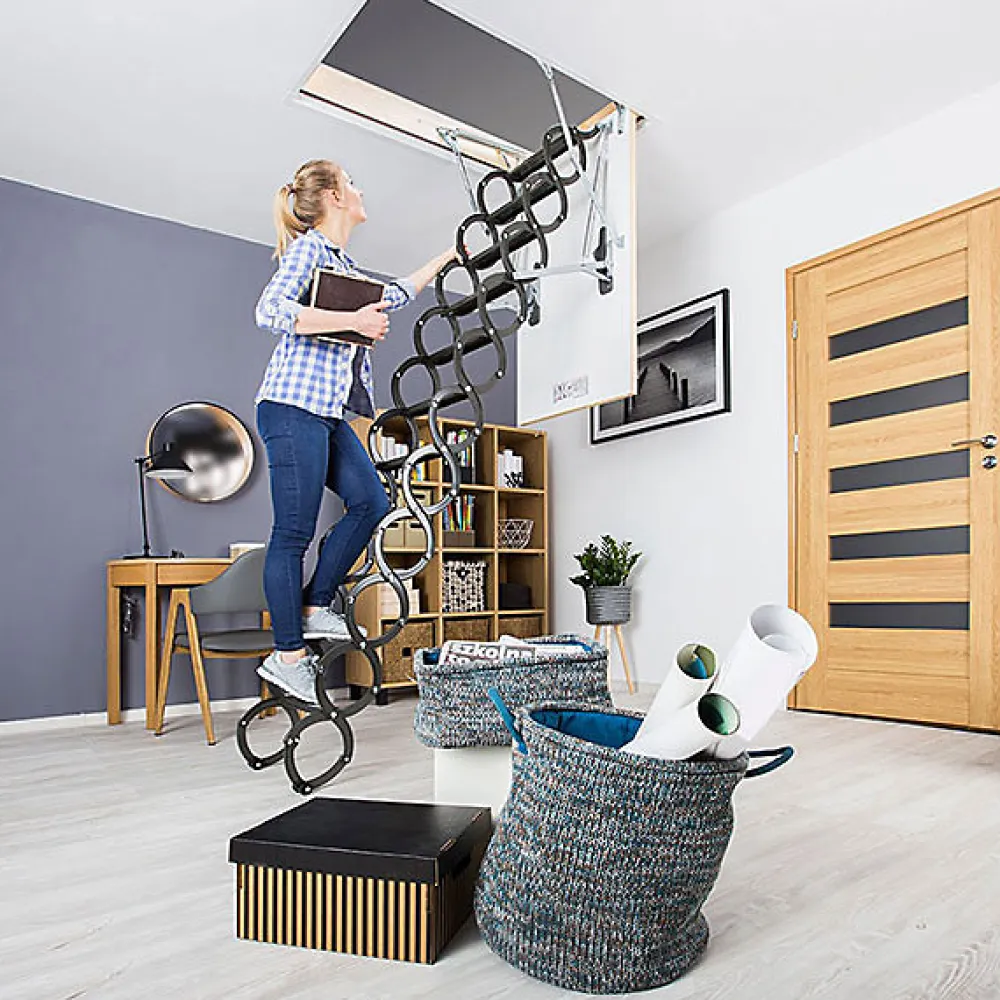 Matisere Escalier Escamotable<Echelle escamotable en métal - Trémie de 70 x 80cm - Hauteur de 2.30 à 2.50m - LST7080/250