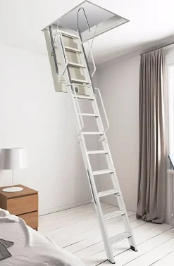 Matisere Echelle Escamotable Métal - Trappe 90x140cm - Hauteur 3.90 à 4.00m - ACI-QUA400/140-90- Escalier Escamotable