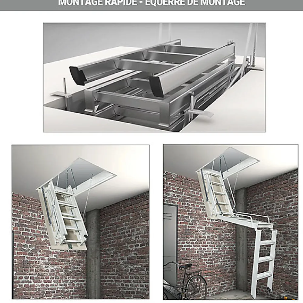 Matisere Escalier Escamotable<Echelle Escamotable Métal - Trappe 100x160cm - Hauteur 2.90 à 3.00m - ACI-TRE300/160-100