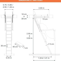 Matisere Escalier Escamotable<Echelle Escamotable Métal - Trappe 100x200cm - Hauteur 2.90 à 3.00m - ACI-TRE300/200-100