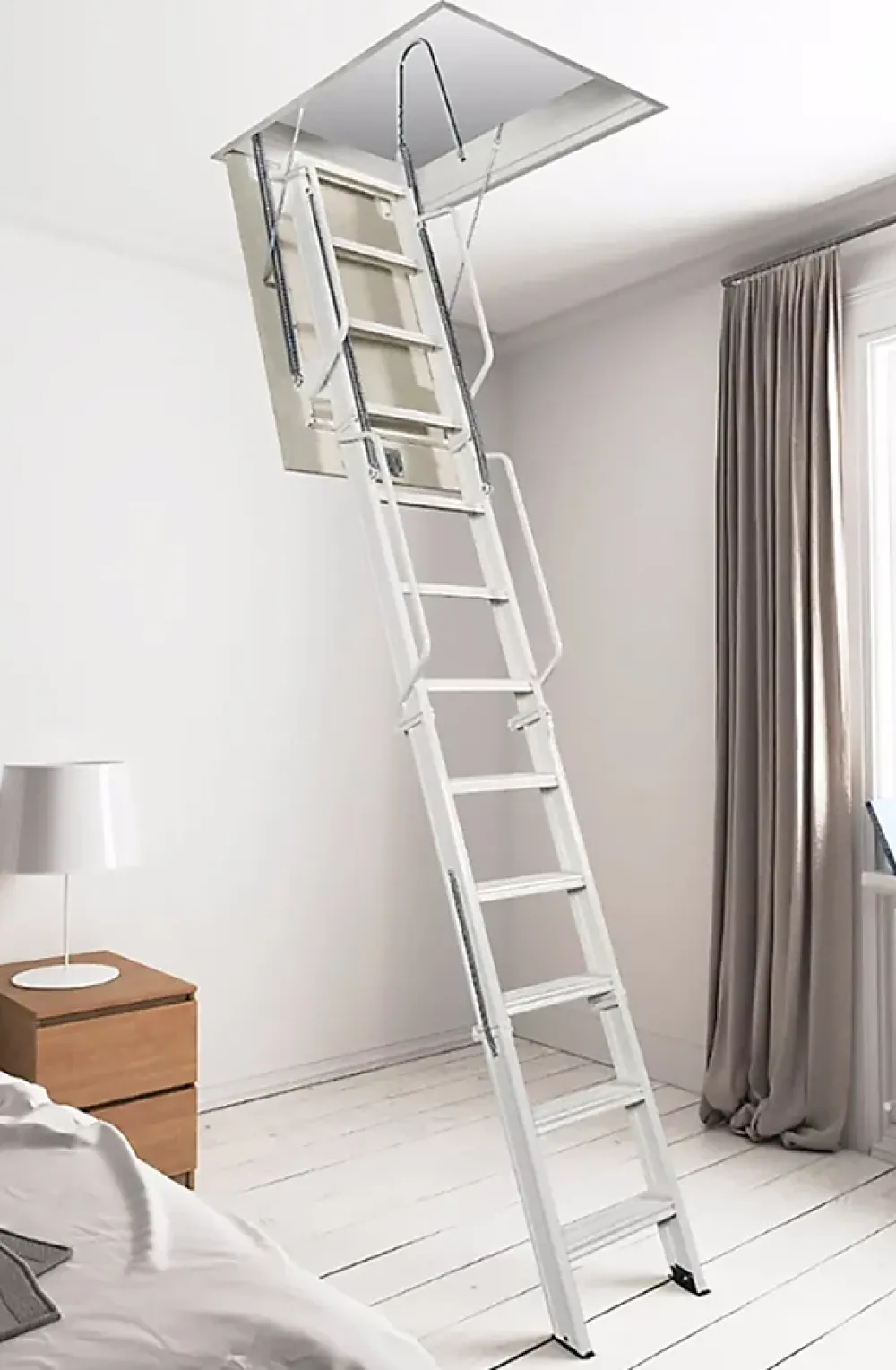 Matisere Escalier Escamotable<Echelle Escamotable Métal - Trappe 90x130cm - Hauteur 3.70 à 3.80m - ACI-QUA380/130-90