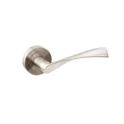 Emuca Jeu de Garniture intérieure de poignée de porte Twist, avec rosace D.50mm, Aluminium, Nickel satiné- Poignée De Porte