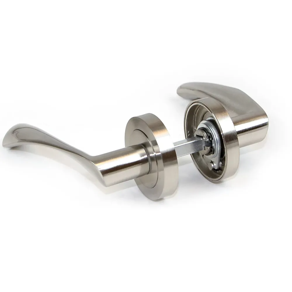 Emuca Jeu de Garniture intérieure de poignée de porte Twist, avec rosace D.50mm, Aluminium, Nickel satiné- Poignée De Porte