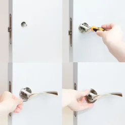 Emuca Jeu de Garniture intérieure de poignée de porte Twist, avec rosace D.50mm, Aluminium, Nickel satiné- Poignée De Porte