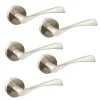 Emuca Lot de 5 poignées twist pour portes intérieures, avec rosace D.50mm, Aluminium, Nickel satiné- Poignée De Porte