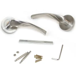 Emuca Lot de 5 poignées twist pour portes intérieures, avec rosace D.50mm, Aluminium, Nickel satiné- Poignée De Porte