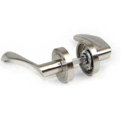 Emuca Lot de 5 poignées twist pour portes intérieures, avec rosace D.50mm, Aluminium, Nickel satiné- Poignée De Porte