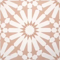 Hendaya EN STOCK - Carreaux de ciment véritable - Arabesque - Champagne - 20x20 -- Carrelage Sol Effet Carreaux De Ciment