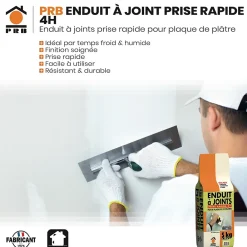 Prb Enduit à Joint Prise Rapide 4h 5kg - Lissage et Finition Ultra-Rapide - Travaux de Rénovation Intérieure- Colle Carrelage Sol