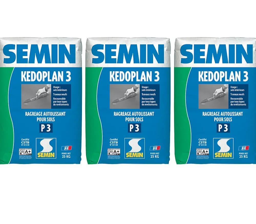 Semin Ragréage Et Primaire Pour Carrelage<Enduit de Ragréage Autolissant Kedoplan 3 , Sol Intérieur, sac de 25 kg, lot de 3