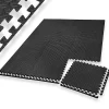 Tectake Ensemble de 12 Dalles Carrées Tapis de sol Sport 12 pièces avec 24 bordures noir- Dalle Pvc Garage