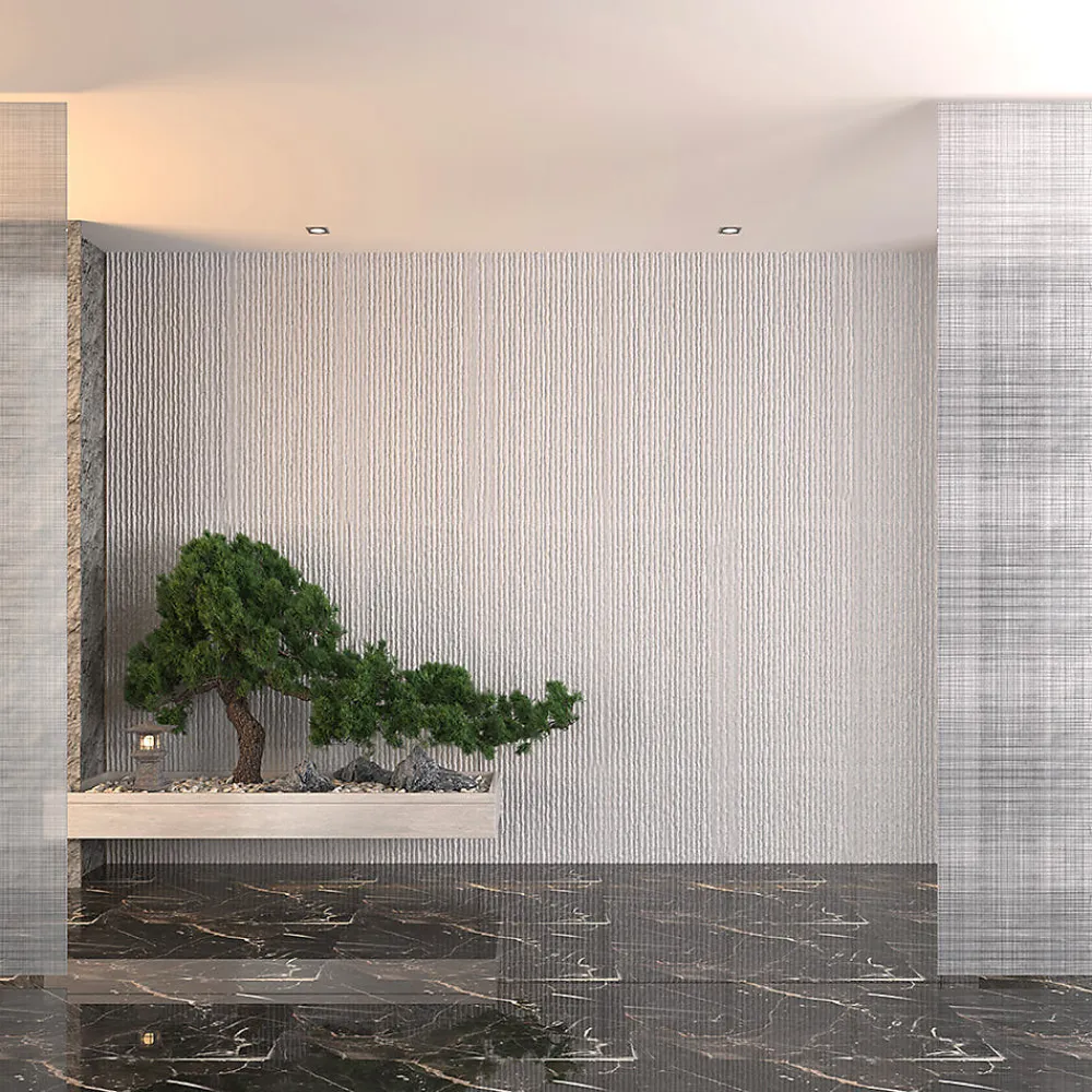 Divina Home Ensemble de 12 panneaux décoratifs effet pierre grattée 3D, revêtement mural PU 8,6 m², 120x60x2,5 cm, blanc albâtre- Panneau Mural Décoratif