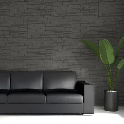Divina Home Ensemble de 12 panneaux décoratifs effet brique et pierre 3D, revêtement mural PU 8,6 m², 120x60x2,5 cm, gris ardoise- Panneau Mural Décoratif