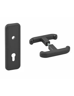 Thirard Ensemble de poignées et plaque de propreté de porte de garage T, carré 8mm, noir -- Accessoire Pour Porte De Garage