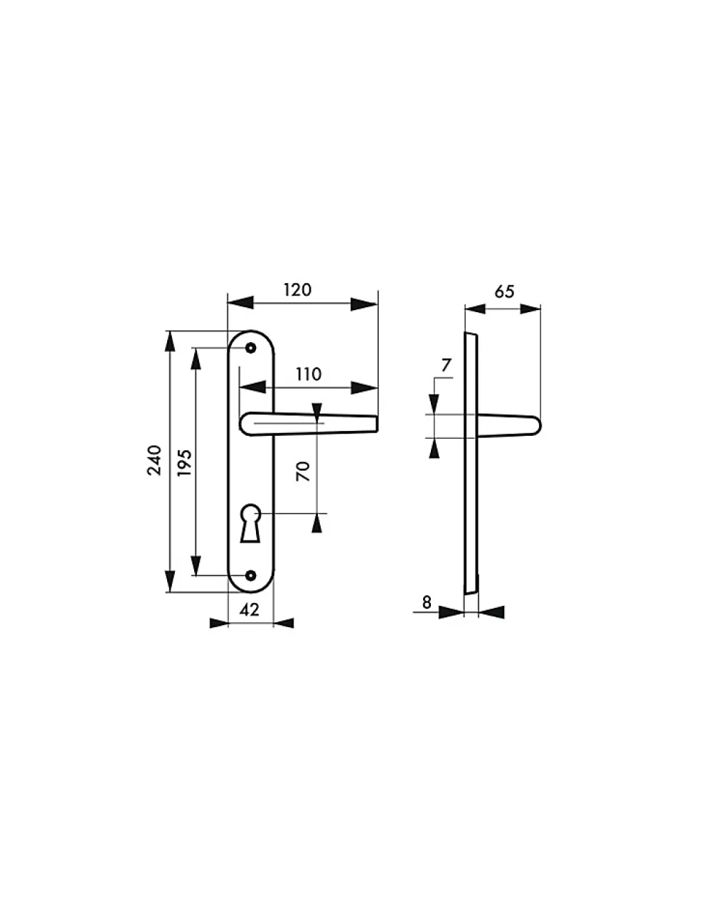 Thirard Poignée De Porte<Ensemble de poignées pour porte de chambre Dionysos trou de clé, carré 7mm, entr'axes 195mm, laitonné -