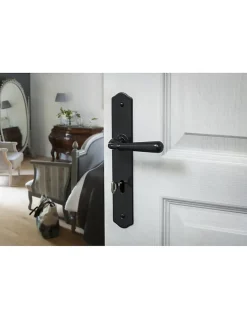 Thirard Ensemble de poignées pour porte de chambre Charon trou de clé, carré 7mm, entr'axes 195mm, acier patiné -- Poignée De Porte