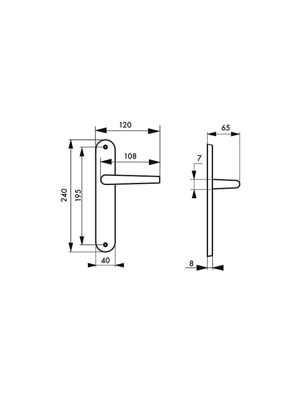 Thirard Poignée De Porte<Ensemble de poignées pour porte intérieure Vesta sans trou, carré 7mm, entr'axes 195mm, noir -