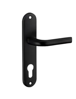 Thirard Ensemble de poignées pour porte d'entrée Leto trou de cylindre, carré 7mm, entr'axes 165mm, noir -- Poignée De Porte
