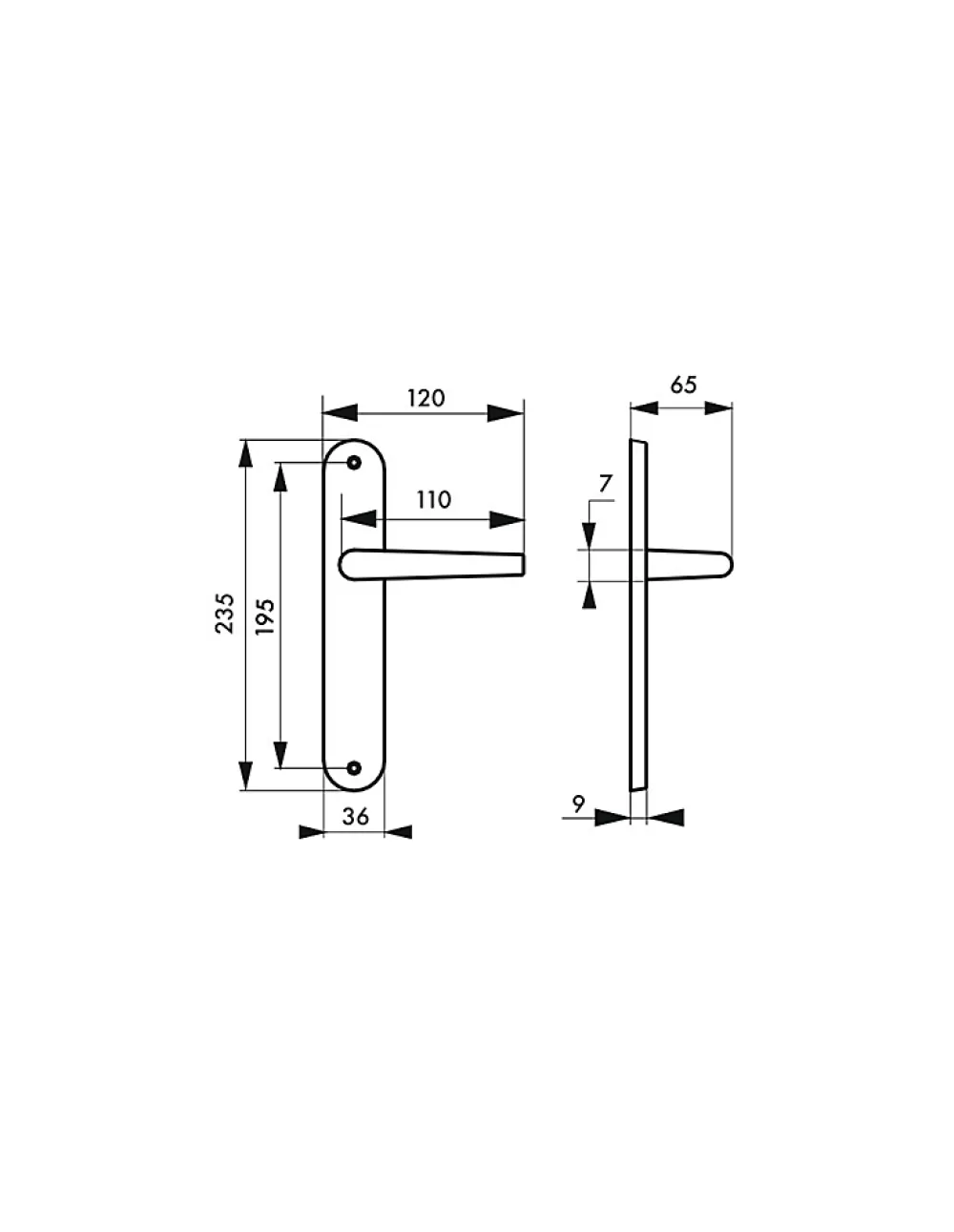Thirard Poignée De Porte<Ensemble de poignées pour porte intérieure Hebe sans trou, carré 7mm, entr'axes 195mm, laqué blanc -