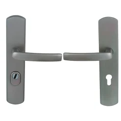 Chrisligne Ensemble poignée de porte sécurité Argent entraxe 195- Poignée De Porte Extérieure