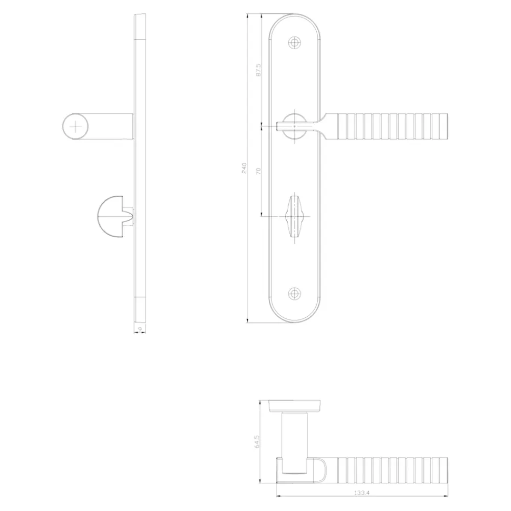 GoodHome Poignée De Porte<Ensemble poignée sur plaque rond à condamnation Esles aluminium L.243 x l.40mm entraxe 195mm