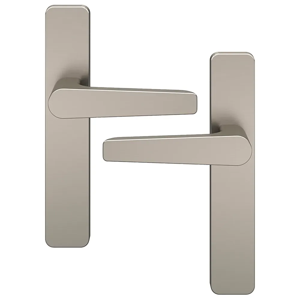 GoodHome Ensemble poignée sur plaque rectangulaire Kerver effet nickel satin gris L.128mm x l.42mm entraxe 165-195mm- Poignée De Porte