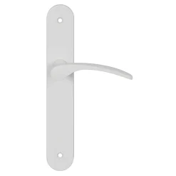 GoodHome Poignée De Porte<Ensemble poignée sur plaque rond Beare mat blanc L.110.5mm x l.40mm entraxe 195mm