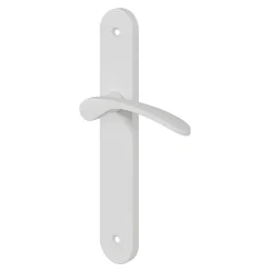 GoodHome Poignée De Porte<Ensemble poignée sur plaque rond Beare mat blanc L.110.5mm x l.40mm entraxe 195mm