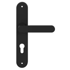 GoodHome Ensemble poignée sur plaque rond Minzh effet nickel noir L.120mm x l.40mm entraxe 195mm- Poignée De Porte Extérieure