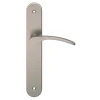 GoodHome Poignée De Porte<Ensemble poignée sur plaque rond Beare effet nickel satin gris L.110.5mm x l.40mm entraxe 195mm