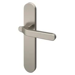 GoodHome Ensemble poignée sur plaque rond Prat effet nickel satin gris L.129mm x l.42mm entraxe 165-195mm- Poignée De Porte