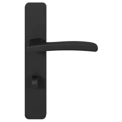 GoodHome Ensemble poignée sur plaque rectangulaire à condamnation Irvil effet nickel mat noir L.126.5mm x l.42mm entraxe 165-195mm- Poignée De Porte