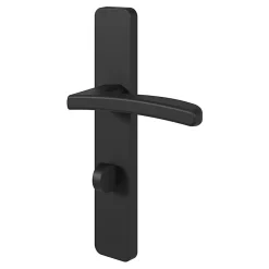 GoodHome Ensemble poignée sur plaque rectangulaire à condamnation Irvil effet nickel mat noir L.126.5mm x l.42mm entraxe 165-195mm- Poignée De Porte