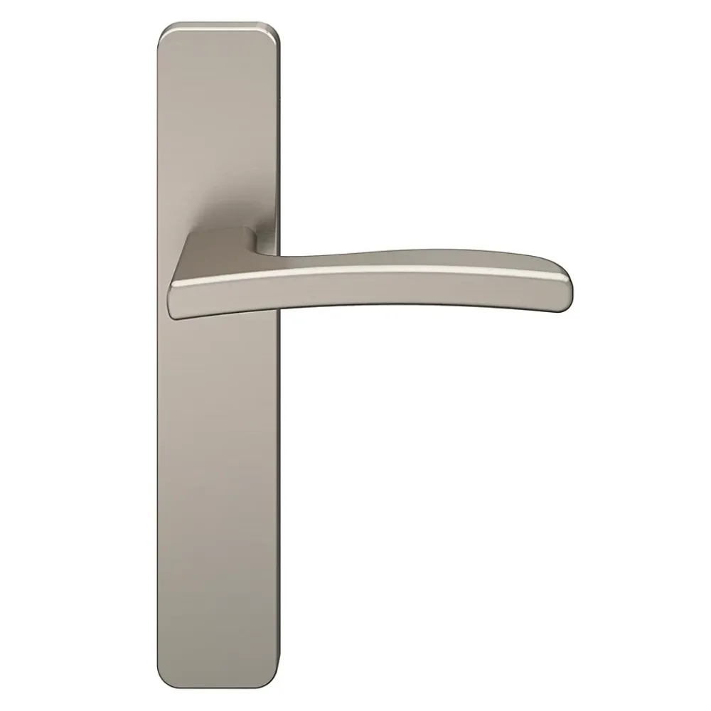 GoodHome Ensemble poignée sur plaque rectangulaire Irvil effet nickel satin gris L.126.5mm x l.42mm entraxe 165-195mm- Poignée De Porte