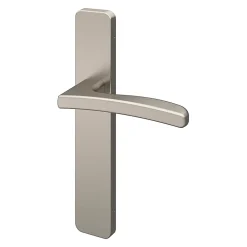GoodHome Ensemble poignée sur plaque rectangulaire Irvil effet nickel satin gris L.126.5mm x l.42mm entraxe 165-195mm- Poignée De Porte