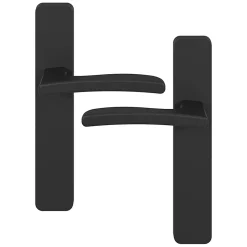 GoodHome Poignée De Porte<Ensemble poignée sur plaque rectangulaire Irvil effet nickel mat noir L.126.5mm x l.42mm entraxe 165-195mm