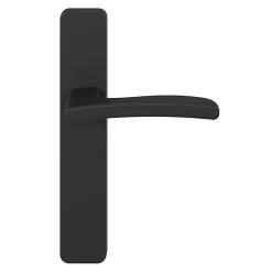 GoodHome Poignée De Porte<Ensemble poignée sur plaque rectangulaire Irvil effet nickel mat noir L.126.5mm x l.42mm entraxe 165-195mm