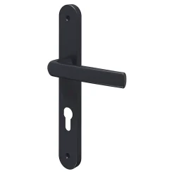 GoodHome Ensemble poignée sur plaque Incurvé Primel gris L.126mm x l.33mm entraxe 195mm- Poignée De Porte Extérieure