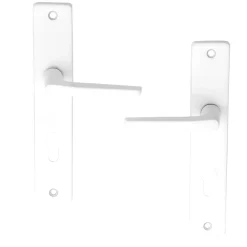 Ensemble poignée sur plaque cylindre rectangulaire Colan satin blanc L.106mm x l.39.8mm entraxe 195mm- Poignée De Porte