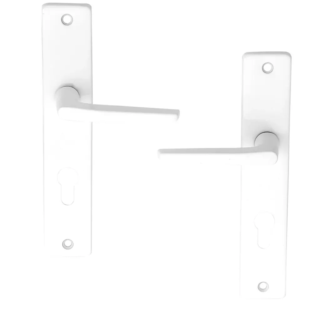 Ensemble poignée sur plaque cylindre rectangulaire Colan satin blanc L.106mm x l.39.8mm entraxe 195mm- Poignée De Porte