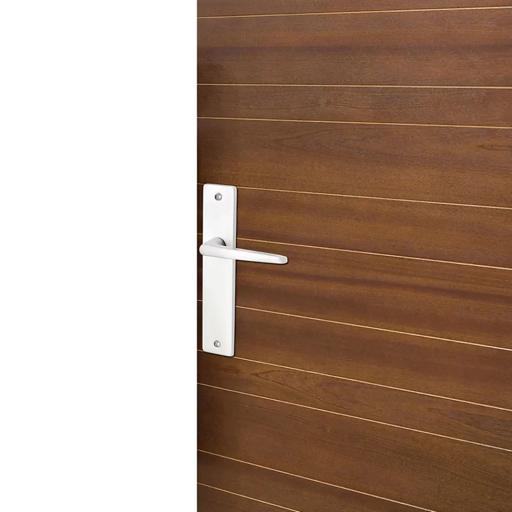 Poignée De Porte<Ensemble poignée sur plaque rectangulaire serrure Colan effet argenté satin gris L.106mm x l.39.8mm entraxe 165mm