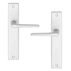 Poignée De Porte<Ensemble poignée sur plaque rectangulaire Colan effet argenté satin gris L.106mm x l.39.8mm entraxe 195mm