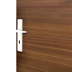 Poignée De Porte<Ensemble poignée sur plaque rectangulaire serrure Colan satin blanc L.106mm x l.39.8mm entraxe 195mm