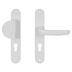 GoodHome Poignée De Porte Extérieure<Ensemble poignée sur plaque rond Govlin blanc l.x l.40mm entraxe 195mm